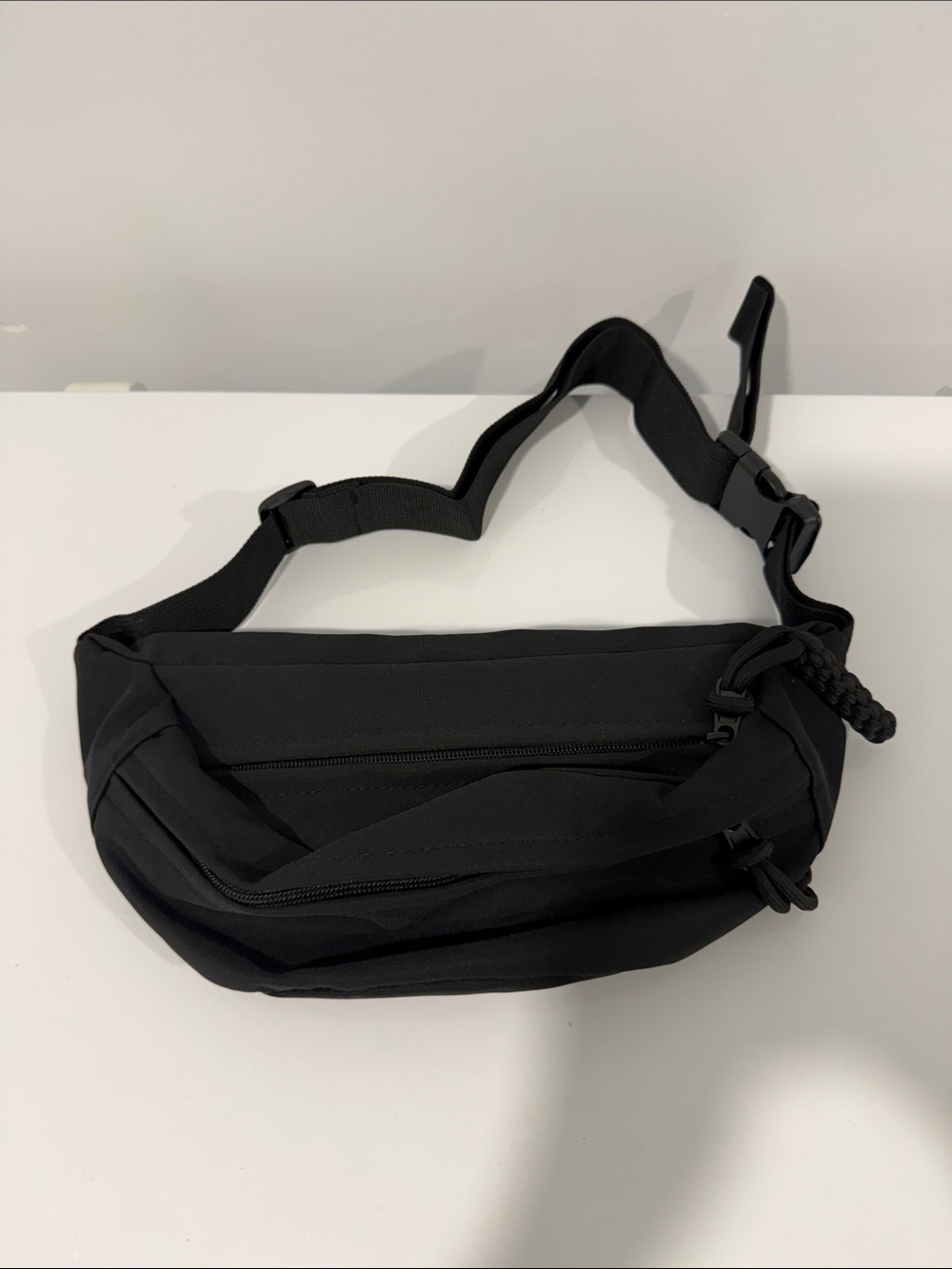 Men's Black Crossbody Waist Bag - Minimal Sling Bag
